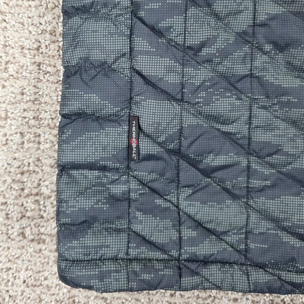 The North Face Mens Thermoball Quilted Vest Camo Green Black XXL Full Zip Puffer
